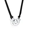 Real 925 Sterling Silver Handcuff Menottes Pendant Necklace With Red Black Rope For Men Women France Dinh Jewelry268v