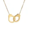 Popular Stainless Steel Geometrical Hollow Out Pattern Handcuff Pendant Gold and Steel Colour Unisex Necklace Jewelry221m