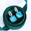 Studörhängen 925 Silver Emerald Paraiba Earring For Women Sparkling Wedding Party Fine Jewelry Bridal Luxury