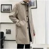 Trenchs pour hommes Trenchs pour hommes Manteau pour hommes Coupe ample Coupe-vent à revers long Coupe-vent à simple boutonnage Veste de mode Bouton de bureau Pardessus O Otqdh