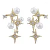 Studörhängen norr om Starlight French Retro Pearl Female Summer Six Pointed Star Forest Super Fairy Cold Wind Bead Drop Delivery Otjxs