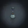 Kolyeler Retro Çin tarzı 925 Gümüş Placket Düğmesi Kolye Doğal Hotan Jade Klasik Uzun Püskül