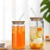 Water Bottles Glass Cup With Straw Transparent Coffee Glasses Milk Tea Juice Ins Drinkware Kitchen Tools