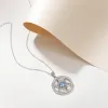 Halsband Monkton 100% 925 Sterling Silver Full Circle Zirconia Nacklace For Women Fashion Hollow Star of David Jewelry Bästa vän Gift