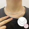 Hängen Roxi White Silver Color Chain Necklace For Women Man 18/20/22/24 Inch Side Fine Jewelry Gifts