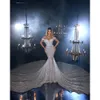 TOUNNINGBRIDE 2024 OFF AUDLE ILLUSIONS LACE Sjöjungfru bröllopsklänning Korta ärmar Applikationer Pärlor Bröllopsklänningar Skräddarsydda sexiga brudklänningar