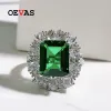 Pierścienie OEVAS 100% Sterling Sier 9*11 mm Emerald High Carbon Diamond Pierścienie dla kobiet błyszczące przyjęcie weselne Fine Jewelry Hurtowa