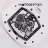 RM Watch Diamond Wrist Saat Richardmil Bilek saati RM055 Beyaz Seramik Kılıf Tam İçi Boş Doluş Kılavuzu İsviçre İsviçre Ünlü Lüks