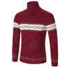 Sonbahar ve Kış Yüksek Yakalı Yeni Erkekler Çok Yönlü Modaya Düzenli Örgü, Avrupa ve Amerikan Basit Pırlanta Pullover Panel Sweater