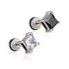 Studörhängen 1 par 2 PC Punk Retro Titanium Steel Dragon Claw Square Cz Stone For Men Rock Smycken bleknar aldrig