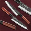 Mutfak Bıçakları Hezhen Retro Serisi Şef Bıçağı Üç Katmanlı Kompozit Çelik Paslanmaz Çelik Kırmızı Ahşap Koyu Kişilik Mutfak Yemek Bıçakları Q240226
