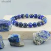 Frisado Real 5A Natural Lapis Lazuli Stone Beads Pulseira Homme Elástico de Alta Qualidade Energia Cura Jóias para Mulheres Presente para Namorado YQ240226