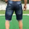 メンズショートパンツ2023夏のデニムショーツ男性のためのゆるいヒップホップ苦しんでいる裂けたワイドレッグメンズクロップドパンツショートジーンズの特大240226