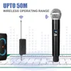 Microphones Wireless Dual Handheld Dynamic Microphone Karaoke Microphone with Rechargeable Receiver for Wedding Party Speech Church Club 240408