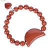 Beaded Carved Crescent Moon Bracelet For Women Men 8-9mm Stone Beads With Heart Charm Bracelet Stretch Jewelry YQ240226