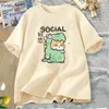 T-shirt da donna T-shirt dinosauro gatto T-shirt divertente in cotone a maniche corte Donna Uomo Casual Estate O Collo Maglietta Harajuku Grafica Streetwear