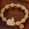 Pärlstav 1 st välsignelse lyckligt par glas vänskap kanin armband mode natursten pärla för kvinnliga smycken gåvor yq240226