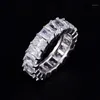 925 SILBER PAVE FASSUNG VOLLSTÄNDIG QUADRATISCH Simulierter Diamant CZ EWIGKEITSBAND VERLOBUNG HOCHZEIT Steinringe Größe 5 6 7 8 9 10 11 1212632