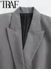 Women's Suits TRAF FANS Elegant Office Lady Suit Jacket Women Blazer 2024 Autumn Long Sleeve Formal Casual Coat Female Outwear Old Money