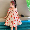 Flickans klänningar Baby Girl Strawberry paljetter Prinsessan klänning för småbarn 1: a födelsedag dopet vestido spets bröllop festklänningar barn