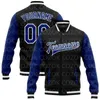 Men's Jackets Custom Black 3D Printed Baseball Button Jacket Bomber Full-Snap Varsity Letterman