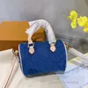 Borsa in denim stampato con lettera per bambini di lusso Cowboy per ragazze di moda Borse Boston circolari INS mini borsa messenger casual per bambini S1109