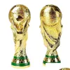 Artes e artesanato europeu resina dourada troféu de futebol presente mundo troféus de futebol mascote decoração de escritório em casa entrega gota jardim dh8yp