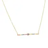 Enkel 925 Sterling Silver Vermeil Delicate Halsband Dainty Geometric Rainbow CZ Bar Charm Thin Link Chain Collar Fantastiska kvinnor J274O