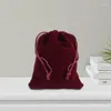 Sacs de rangement Vin Rouge Flanelle Cadeau Ruban 10x12cm Cosmétiques Bijoux Sac Adapté Aux Cils Cheveux Claret Pochettes À Cordon 1pcs