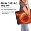 Shopping Bags Basketball On Fire Bag Reusable Cool Ball Tote Sports Shoulder Casual Lightweight Large Capacity