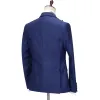 Suits Cenne Des Graoom 2023 Luxury Men Suits Blue Tuxedo Blazer Vest Pants with Bowtie 4pcs Set Wedding Evening Dress Prom Party Event