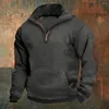 Men's Hoodies Men Zipper Sweatshirt Loose Fit Casual With Turn-down Collar Patch Pocket Long For Fall