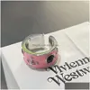 Band Rings Western Empress Dowager Middle Ages King Dropped Glaze Ring Female Opal Stone Small And Luxury Design Colored Gift Girlfr Dhqyt