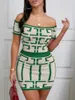 Work Dresses Sexy Bodycon Printed Skirt Two Piece Set For Women One Line Neck Cropped Top And Tight Short Skirts Sets Fashion Streetwear