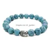 Bracciale in rilievo con perline di Buddha in pietra occhio di tigre da 8 mm per donna Uomo fatto a mano elastico Lava Yoga gioielli regalo consegna di goccia Ebreo Dhgarden Dhxcn