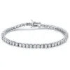 Quality 4A Entire 3mm 4mm CZ Tennis Bracelet In Real Solid 925 Sterling Silver Classial Jewelry 2pcs Lot227o