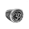 Cluster Ringe Om Symbol Buddhismus Zen Kunst Ring Edelstahl Schmuck Classic Tribal Indien Yoga Biker Herren Großhandel SWR0890A