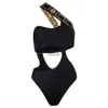 Kvinnors badkläder svart bandage kvinnlig bodysuit Swim Designer märke badkläder halter vadderad simning sexig 240226
