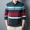 Men's Polos Autumn Spring Cotton Polo Shirts High Quality Broad Striped Business Casual Simple Classics Man T-shirts 4XL