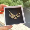 Halsband 3umeter DIY Birthstone Zircon Heart Pendant Halsband Personligt anpassat namn Halsband Kvinnor gåva