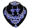 The New Blue Crystal Rhinestone Flower Necklace Earrings Set for Women Wedding Luxury Bridal Jewelry sets2281960