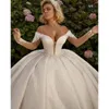 Stunningbride 2024 Abito da sposa in stile arabo di lusso con spalle scoperte Applicazioni di pizzo Abiti da sposa con paillettes Saudi Dubai Plus Size Custom Made