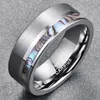 Bröllopsringar 8mm Natual Abalone Shell Tungsten Carbide Ring Silver Color Matte Surface Promise Smycken Engagement Män Anillos1291H