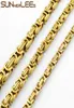 Fashion Jewely 5mm 7mm 9mm Gold Color Rostfritt stål Neckla byzantinsk länkkedja för män Womens SC09 N3177806