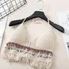 Tanks pour femmes Sexy Boho Beach Holiday Camisole Halter Femmes Crochet Tricot Maillot De Bain Soutien-Gorge Dos Nu Gilet Creux Gland Débardeur Crop Tops