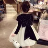 Dziewczyna sukienki dziecko zima błyszcząca elegancja łuk plus aksamitna suknia kulowa księżniczka