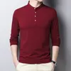 Polos maschile Business Casual Polo Maglietta a maniche lunghe estate Top di cotone solido comodo e traspirante