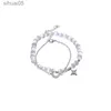 Perline 2 pezzi moda cristallo opale perline braccialetto per le donne ragazze argento colore stella luna catena ciondolo braccialetti con ciondoli regalo gioielli YQ240226