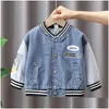 Jackets Boys Spring Coat 2023 Childrens Denim Baseball Jacket Baby Fashion Casual Kids Jeans For Boy 230904 Drop Delivery Maternity Dhk4H