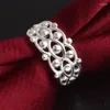 Anéis de cluster clássico 925 personalizado moda menina festa presente de casamento prata oco largo anel esterlina jóias